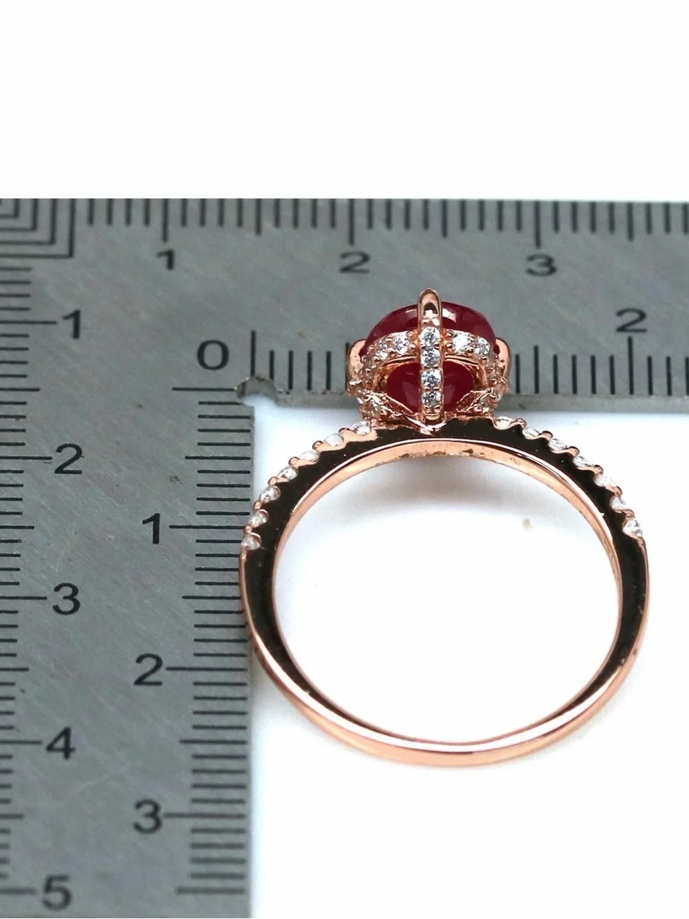 Stunning!!  2CT Natural Red Ruby with Hidden Halo Rose Gold over 925 Sterling